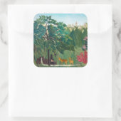 Henri Rousseau - De waterval Vierkante Sticker (Tas)
