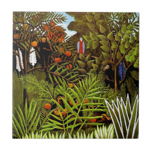 Henri Rousseau - Exotisch landschap Jungle Kunst Tegeltje
