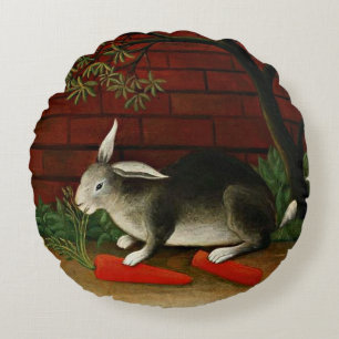 Henri Rousseau - Konijn. beeldende kunst. Rond Kussen