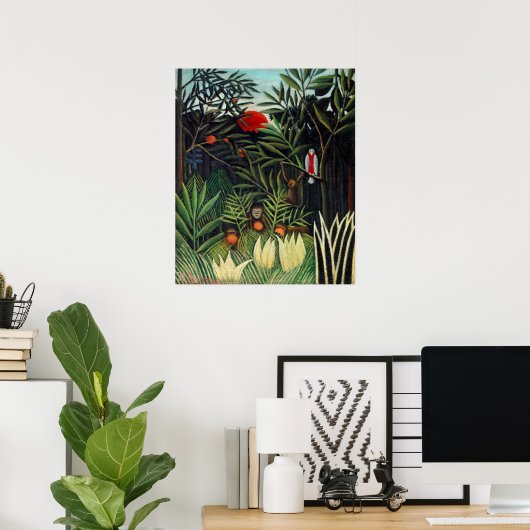 Henri Rousseau Landschap met apen Botanische Ga Poster (Thuiskantoor)