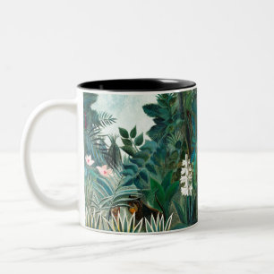 Henri Rousseau Landschap met apen Botanische Ga Tweekleurige Koffiemok