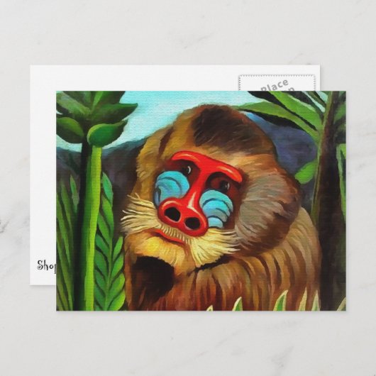 Henri Rousseau Mandrill in het Oerwoud  art Briefkaart (Voorkant / Achterkant)