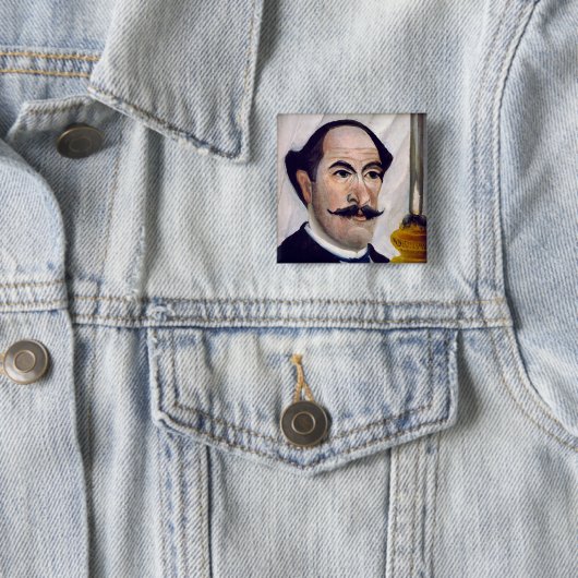 Henri Rousseau - Self Portrait Vierkante Button 5,1 Cm (In situ)