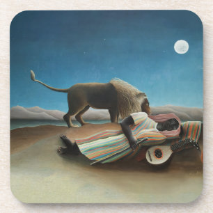 Henri Rousseau slaapt zigeuner leeuw schilderij Bier Onderzetter