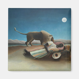Henri Rousseau slaapt zigeuner leeuw schilderij Magneet