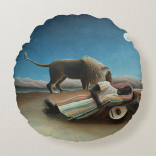 Henri Rousseau slaapt zigeuner leeuw schilderij Rond Kussen