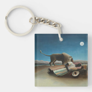 Henri Rousseau slaapt zigeuner leeuw schilderij Sleutelhanger