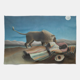 Henri Rousseau slaapt zigeuner leeuw schilderij Theedoek