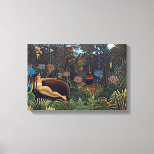 Henri Rousseau The Dream - Oerwoud Vrouw met Diere Canvas Afdruk