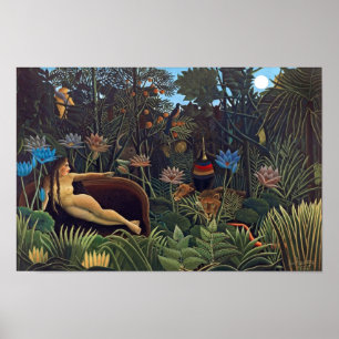 Henri Rousseau The Dream - Oerwoud Vrouw met Diere Poster