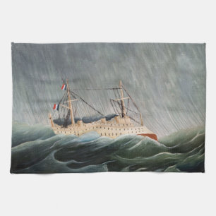 Henri Rousseau - The Ship in the Tempest Theedoek