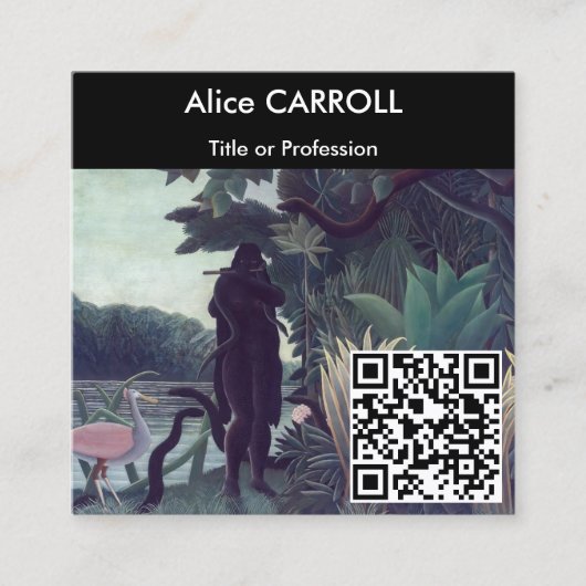 Henri Rousseau - The Snake Charmer - QR-code Vierkante Visitekaartje (Voorkant)