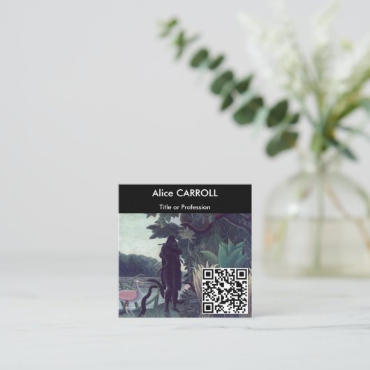 Henri Rousseau - The Snake Charmer - QR-code Vierkante Visitekaartje (Staand voorkant)