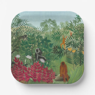 Henri Rousseau - Tropisch bos met apen Papieren Bordje