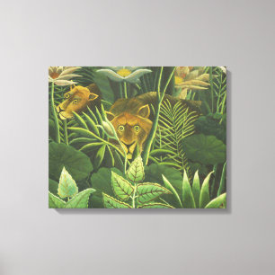 Henri Rousseau Tropische Jungle Leeuw Vintage Prin Canvas Afdruk