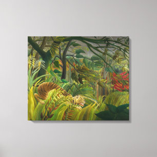 Henri Rousseau - Verrast! Canvas Afdruk