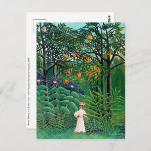 Henri Rousseau - Vrouw aan het wandelen in een exo Briefkaart
