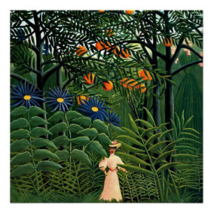 Henri Rousseau - Vrouw aan het wandelen in een exo Perfect Poster