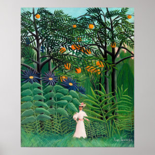 Henri Rousseau - Vrouw aan het wandelen in een exo Poster
