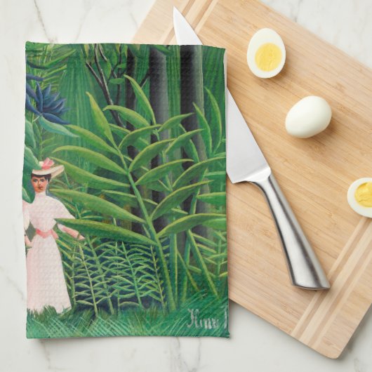 Henri Rousseau - Vrouw aan het wandelen in een exo Theedoek (Quarter Fold)