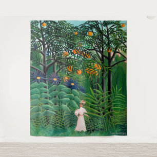 Henri Rousseau - Vrouw aan het wandelen in een exo Wandkleed