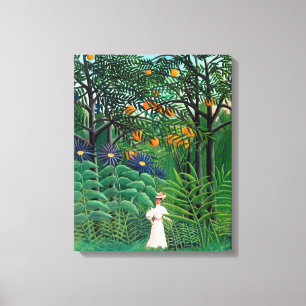Henri Rousseau - Vrouw die wandelt in een exotisch Canvas Afdruk