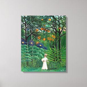 Henri Rousseau - Vrouw die wandelt in een exotisch Canvas Afdruk