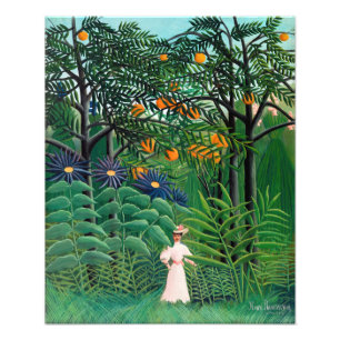 Henri Rousseau - Vrouw wandelt in een exotisch bos Foto Afdruk