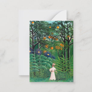 Henri Rousseau - Vrouw wandelt in een exotisch bos Notitiekaartje
