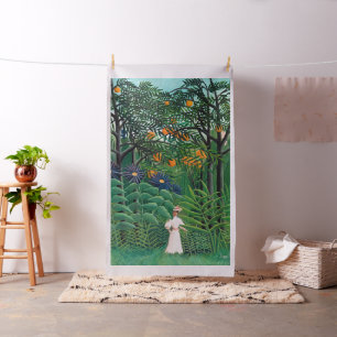 Henri Rousseau - Vrouw wandelt in een exotisch bos Stof
