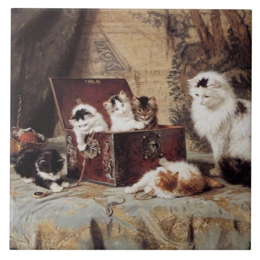 Henriette Ronner-Knip Fond van juwelen Tegeltje (Voorkant)