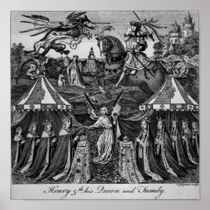 Henry 5th, zijn koningin en familie poster