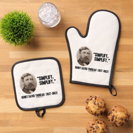 Henry David Thoreau vereenvoudigt Citaat Ovenwant & Pannenlap Set (Top down)