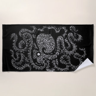 Henry de Happy Octopus Beach Towel (zwart) Strandlaken