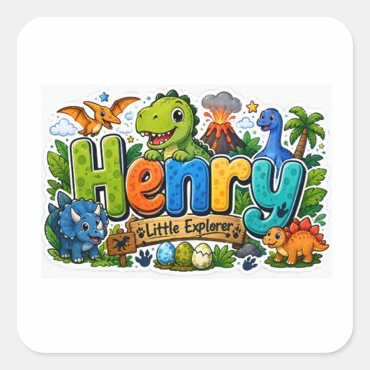 Henry Explorer Dinosaur Persoonlijke Sticker (Voorkant)