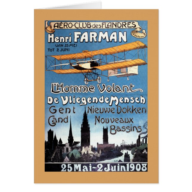 Henry Farman vliegt met het Poster van de Flying M (Voorkant)
