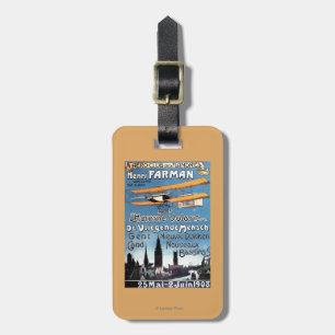 Henry Farman vliegt met het Poster van de Flying M Bagagelabel