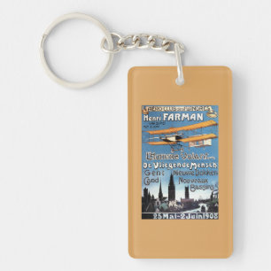 Henry Farman vliegt met het Poster van de Flying M Sleutelhanger