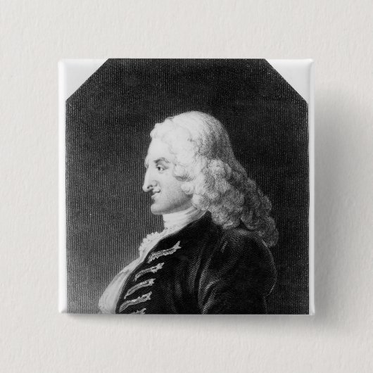 Henry Fielding gegraveerd door Samuel Freeman Vierkante Button 5,1 Cm (Voorkant)