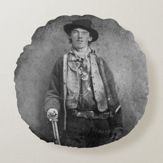 Henry McCarty Billy, het Outlaw Kind van het Oude  Rond Kussen (Voorkant)