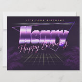 Henry Nom prénom carte rétro lilas anniversaire (Devant)
