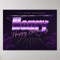 Henry Nom Vorname lila retro Poster Geburtstag