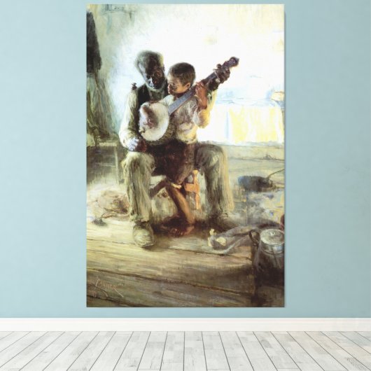 Henry Ossawa Tanner - De Banjo Lesson Canvas Afdruk (Insitu (Houten vloer))