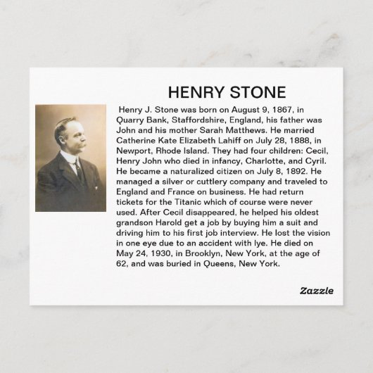Henry Stone Briefkaart (Achterkant)