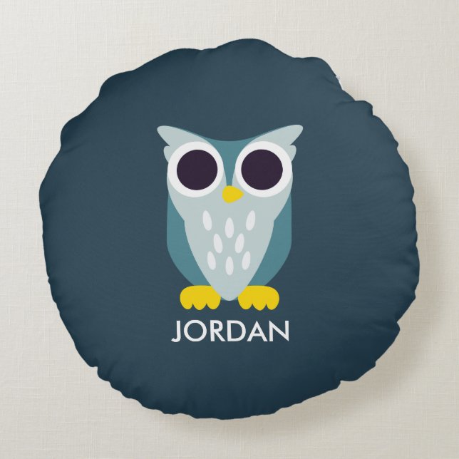 Henry the Owl Rond Kussen (Achterkant)