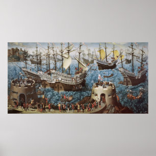 Henry VIII aan boord van Henry Grace a Dieu Poster