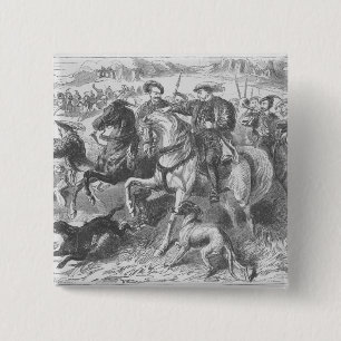 Henry VIII bij de Royal Hunt in het Epping Forest Vierkante Button 5,1 Cm