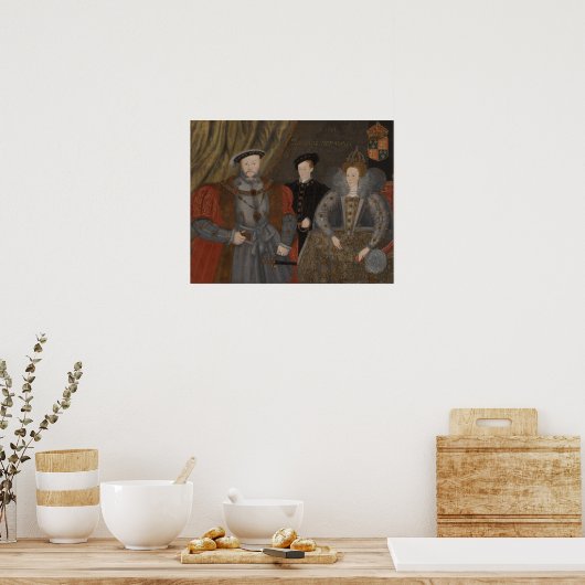 Henry VIII, Elizabeth I en Edward VI Poster (Keuken)