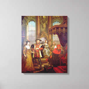 Henry VIII introduceert Anne Boleyn voor de rechtb Canvas Afdruk