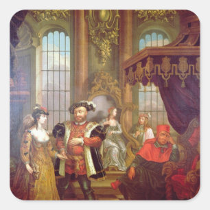Henry VIII introduceert Anne Boleyn voor de rechtb Vierkante Sticker